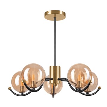 Sietynas ant stulpo GEORGIA 5xG9/5W/230V auksas/dūminis smėlio spalva