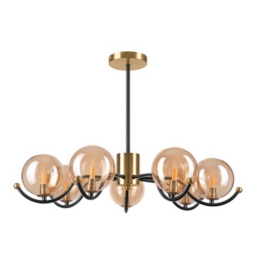 Sietynas ant stulpo GEORGIA 7xE14/5W/230V auksas/dūminis smėlio spalva