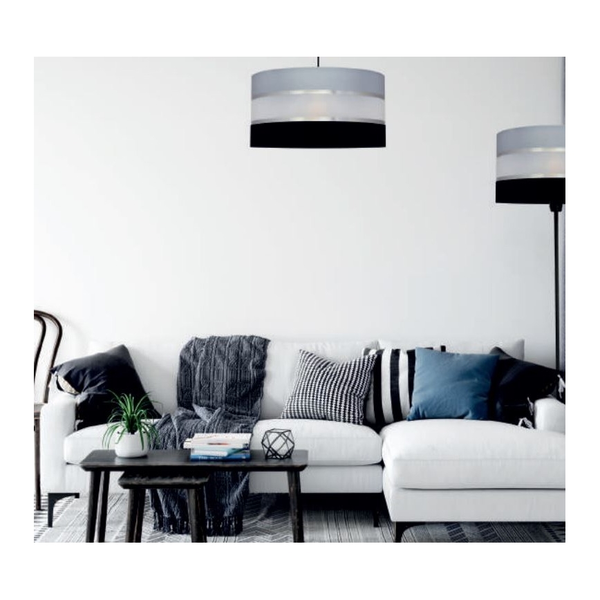 Sietynas ant stulpo HELEN 3xE27/15W/230V juodas/pilkas/blizgus chromas