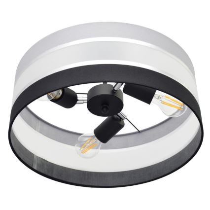 Sietynas ant stulpo HELEN 3xE27/15W/230V juodas/pilkas/blizgus chromas