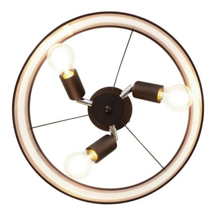 Sietynas ant stulpo HELEN 3xE27/15W/230V rudas/juodas/aukso