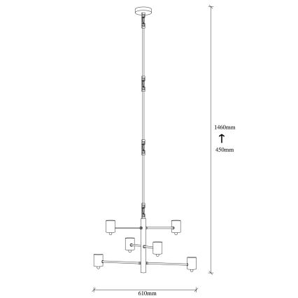 Sietynas ant stulpo HEXA 6xE27/40W/230V