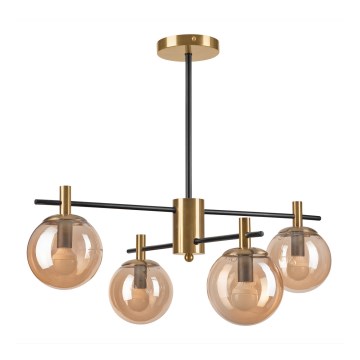Sietynas ant stulpo LILOU 4xE14/5W/230V auksas/juoda/dūminis smėlio spalva