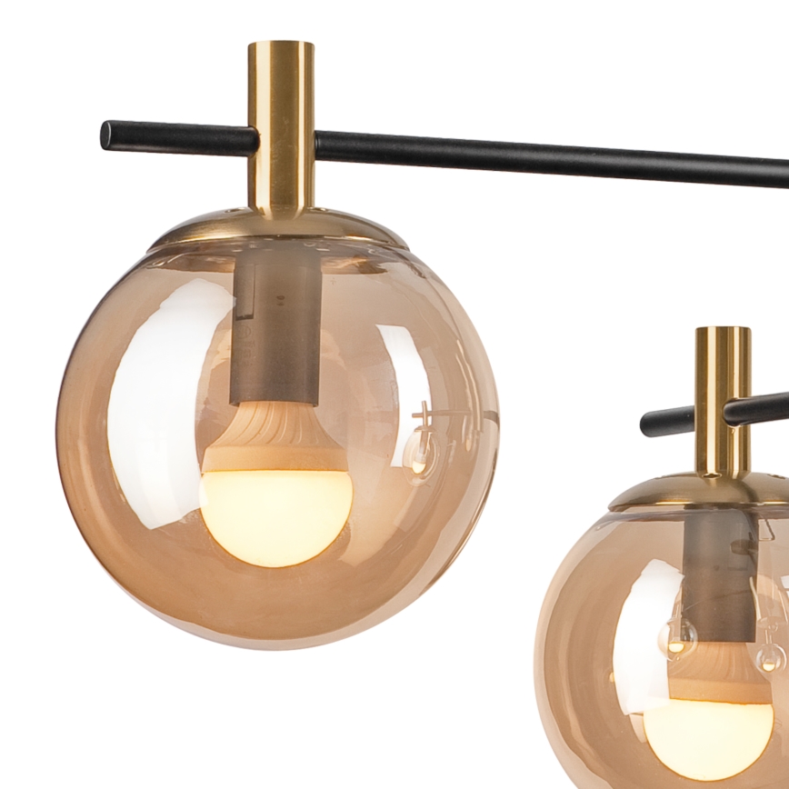 Sietynas ant stulpo LILOU 4xE14/5W/230V auksas/juoda/dūminis smėlio spalva