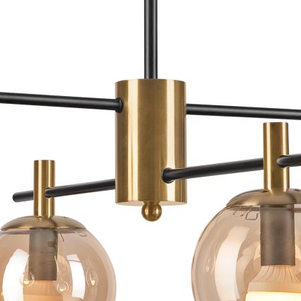 Sietynas ant stulpo LILOU 4xE14/5W/230V auksas/juoda/dūminis smėlio spalva