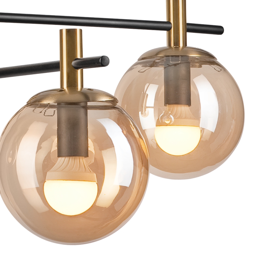 Sietynas ant stulpo LILOU 4xE14/5W/230V auksas/juoda/dūminis smėlio spalva