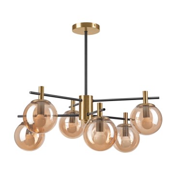 Sietynas ant stulpo LILOU 6xE14/5W/230V auksas/juoda/dūminis smėlio spalva