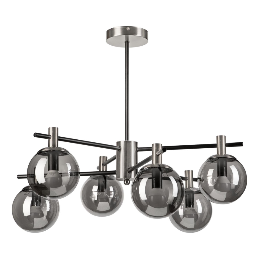 Sietynas ant stulpo LILOU 6xE14/5W/230V matinis chromas/dūminis