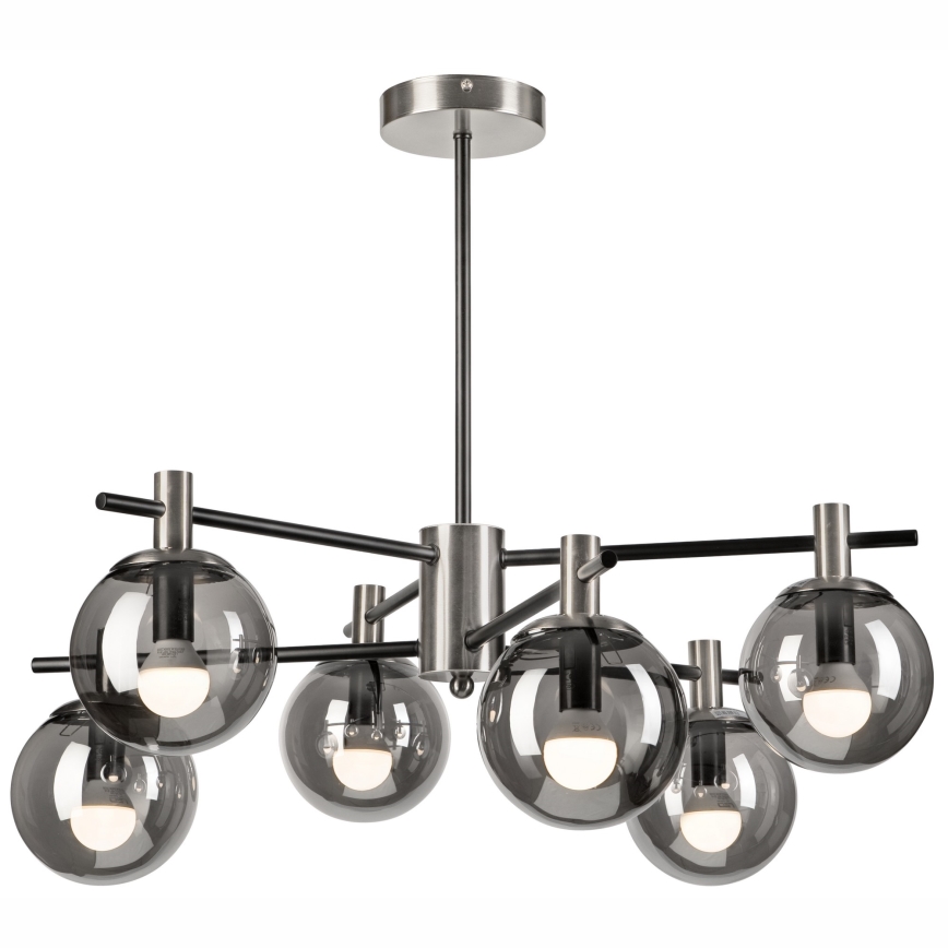 Sietynas ant stulpo LILOU 6xE14/5W/230V matinis chromas/dūminis