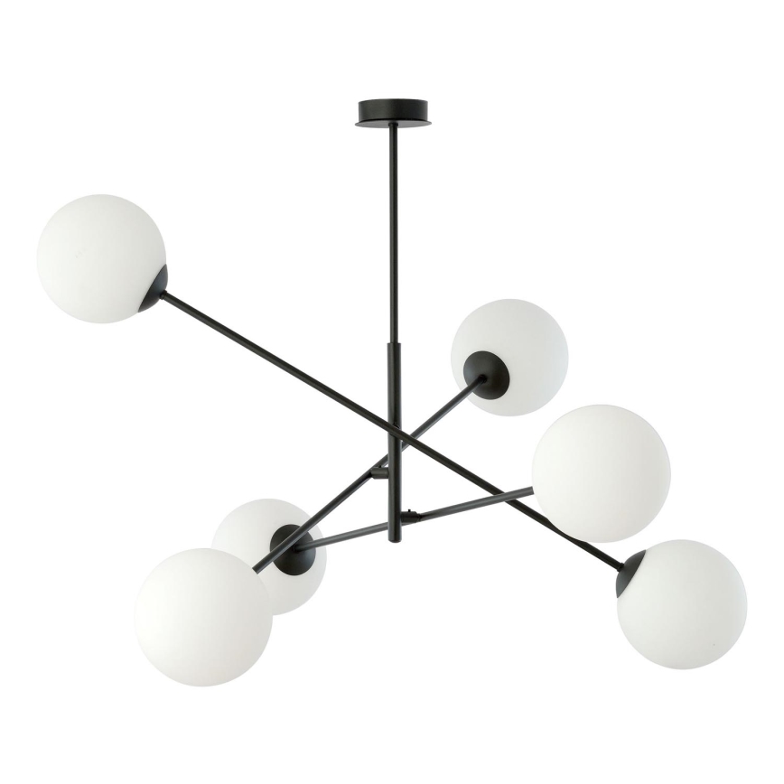Sietynas ant stulpo LINEAR 6xE14/10W/230V juoda/balta