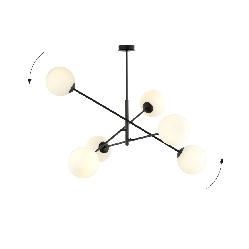 Sietynas ant stulpo LINEAR 6xE14/10W/230V juoda/balta