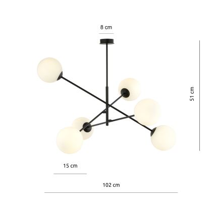 Sietynas ant stulpo LINEAR 6xE14/10W/230V juoda/balta