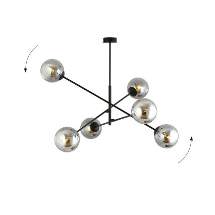 Sietynas ant stulpo LINEAR 6xE14/10W/230V juoda/pilka