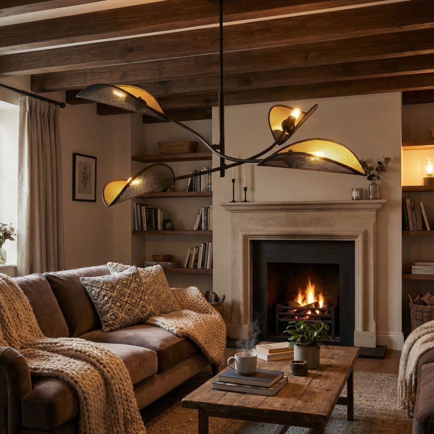 Sietynas ant stulpo LOTUS 4xE14/10W/230V juoda/auksas