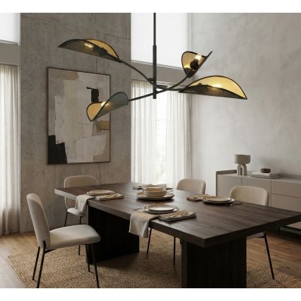 Sietynas ant stulpo LOTUS 4xE14/10W/230V juoda/auksas