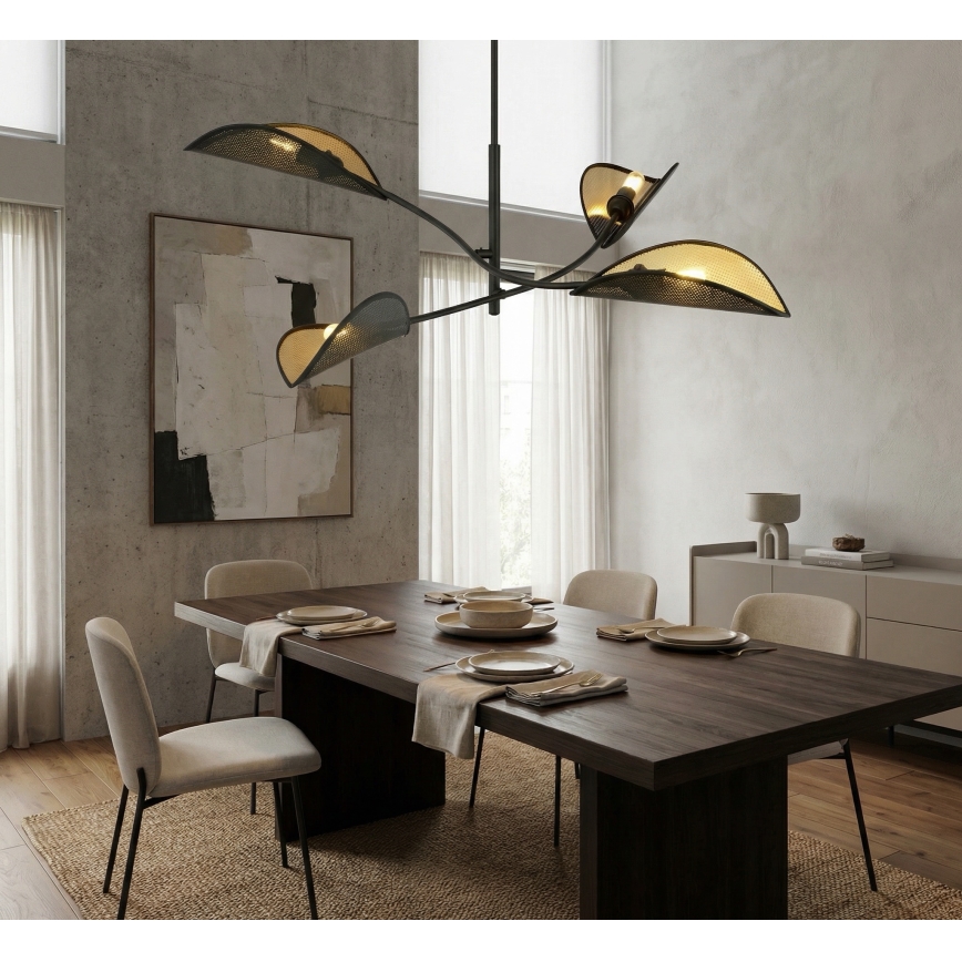 Sietynas ant stulpo LOTUS 4xE14/10W/230V juoda/auksas