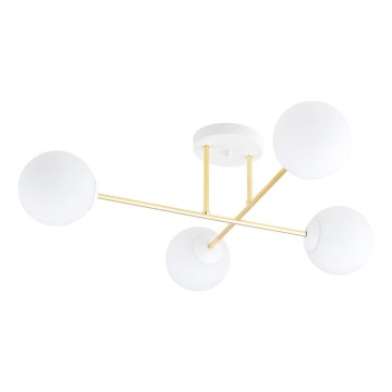 Sietynas ant stulpo MAGNUM 4xE14/10W/230V balta/auksas