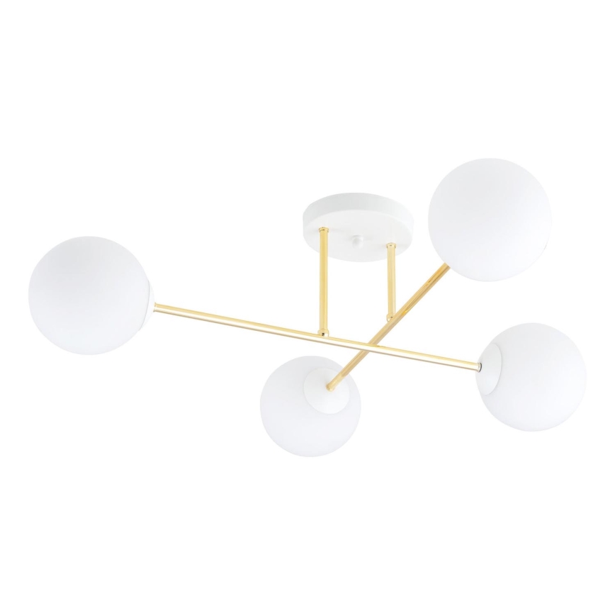 Sietynas ant stulpo MAGNUM 4xE14/10W/230V balta/auksas