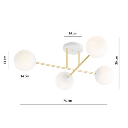 Sietynas ant stulpo MAGNUM 4xE14/10W/230V balta/auksas
