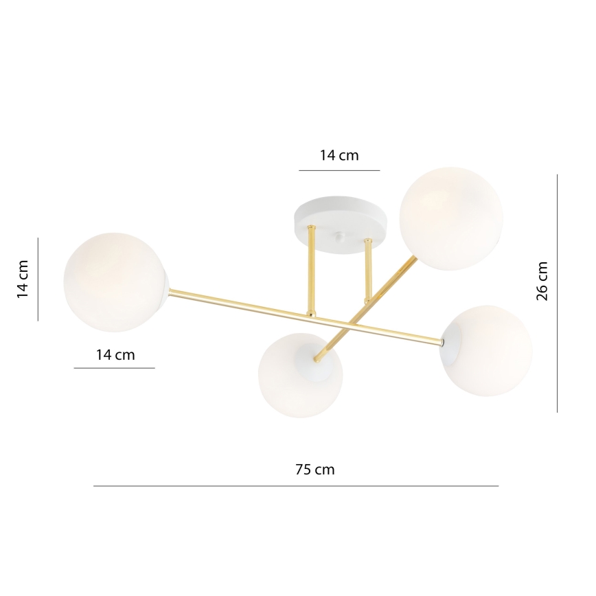 Sietynas ant stulpo MAGNUM 4xE14/10W/230V balta/auksas