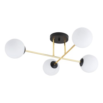Sietynas ant stulpo MAGNUM 4xE14/10W/230V balta/auksas/juoda