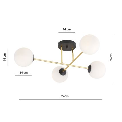 Sietynas ant stulpo MAGNUM 4xE14/10W/230V balta/auksas/juoda