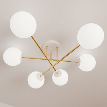 Sietynas ant stulpo MAGNUM 6xE14/10W/230V balta/auksas