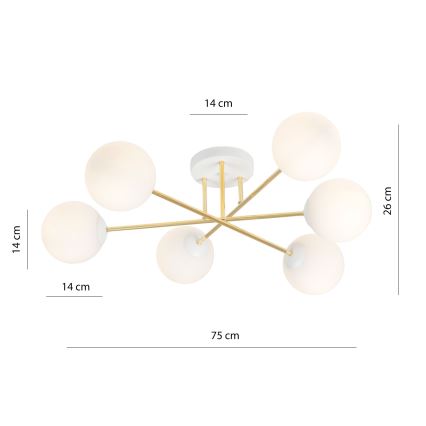 Sietynas ant stulpo MAGNUM 6xE14/10W/230V balta/auksas