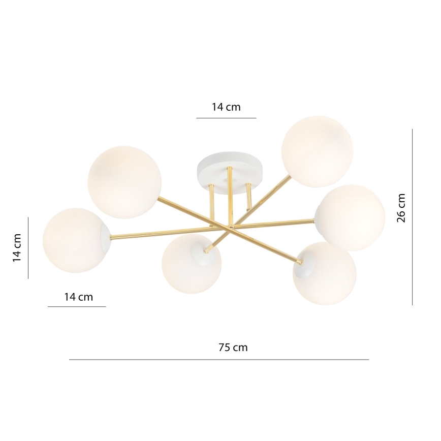 Sietynas ant stulpo MAGNUM 6xE14/10W/230V balta/auksas