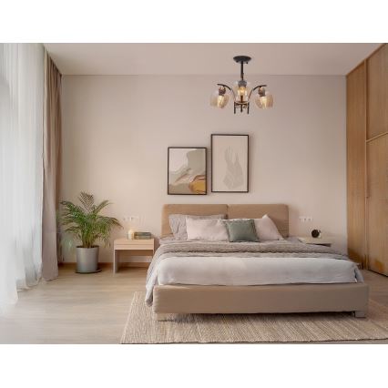 Sietynas ant stulpo MERRA 3xE27/40W/230V juoda/smėlio spalva