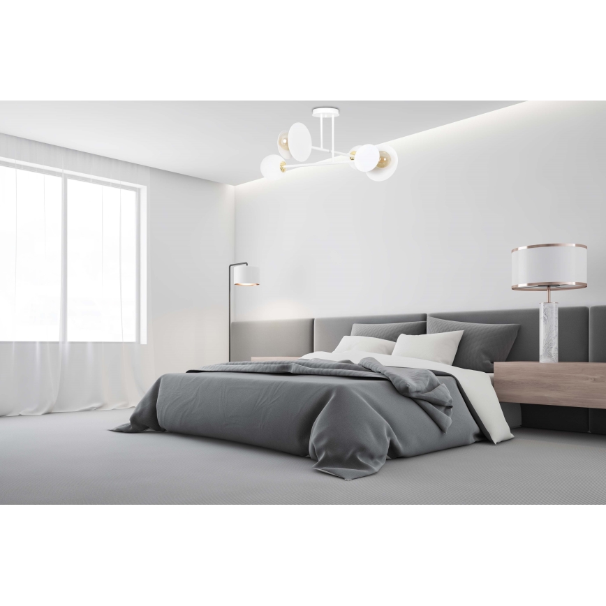 Sietynas ant stulpo MINERVA 2xE27/15W + 2xE14/10W/230V balta