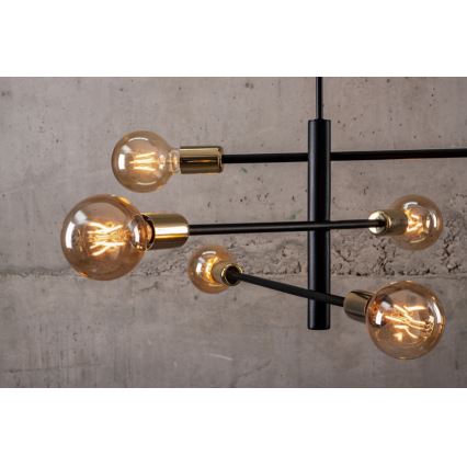 Sietynas ant stulpo ONYX 6xE27/60W/230V juodas/aukso