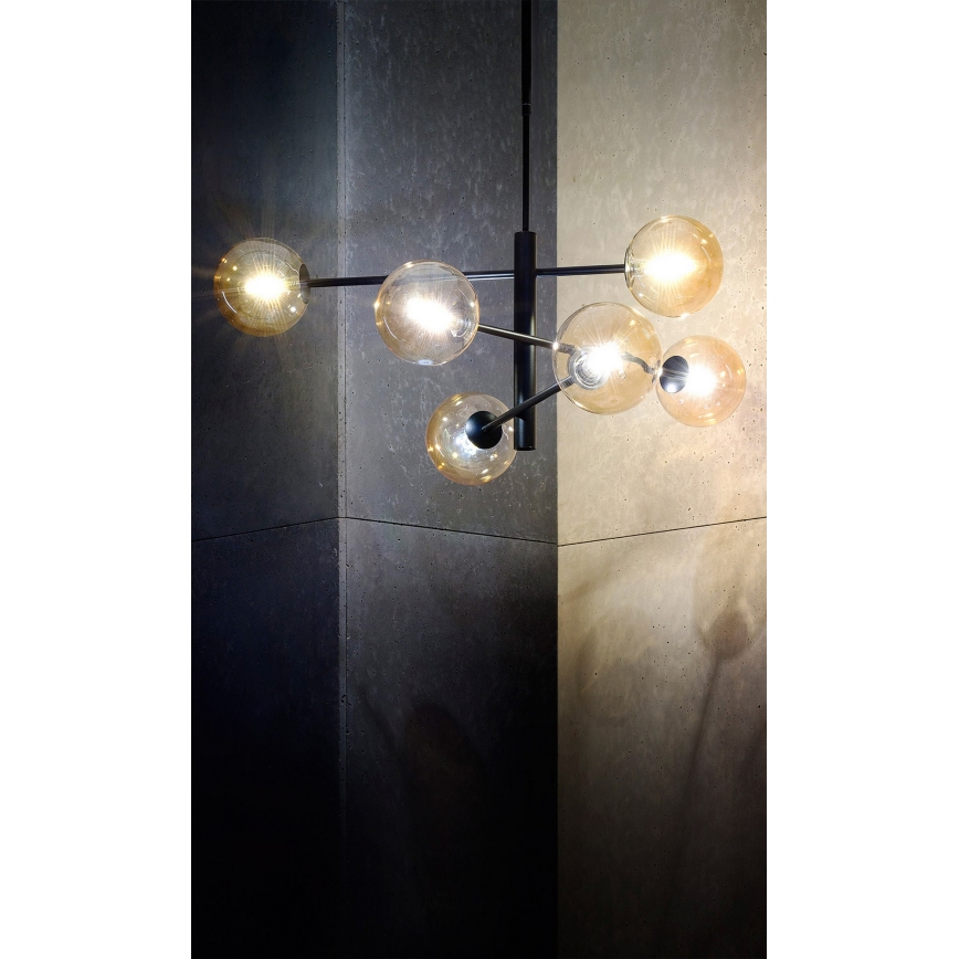 Sietynas ant stulpo ORO 6xG9/12W/230V juodas/aukso
