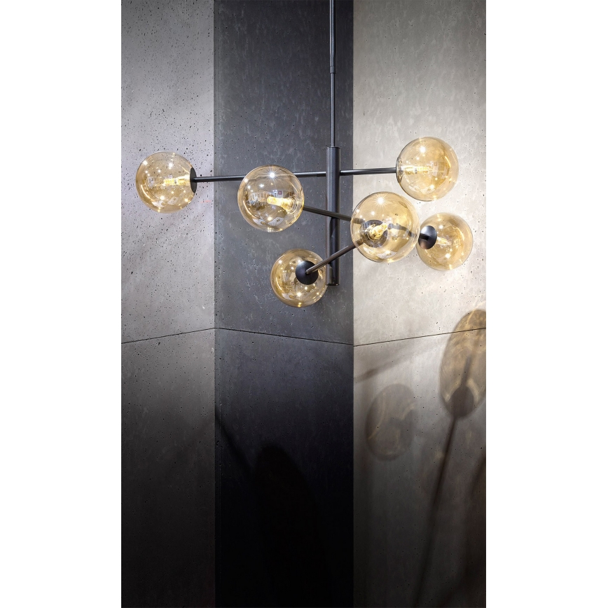 Sietynas ant stulpo ORO 6xG9/12W/230V juodas/aukso