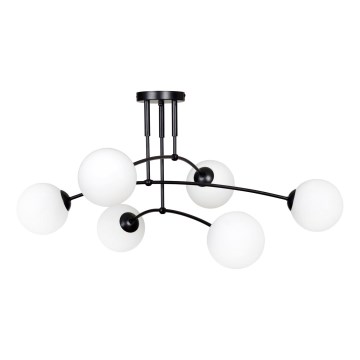 Sietynas ant stulpo PREGOS 6xE14/10W/230V juoda/balta