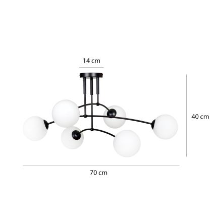 Sietynas ant stulpo PREGOS 6xE14/10W/230V juoda/balta