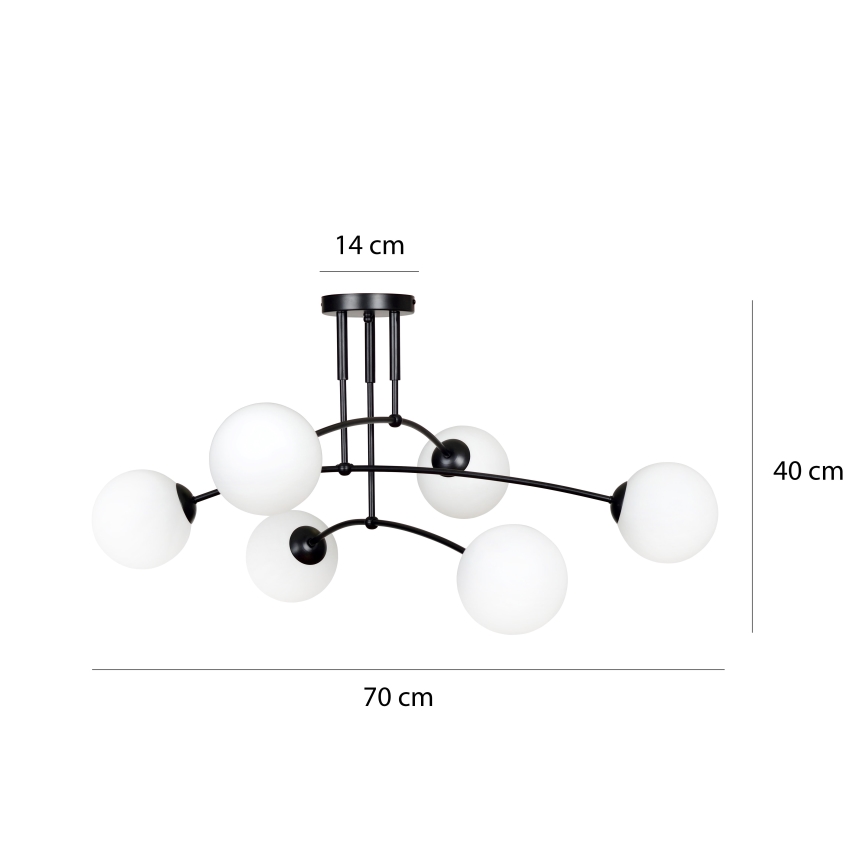 Sietynas ant stulpo PREGOS 6xE14/10W/230V juoda/balta