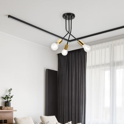 Sietynas ant stulpo PRIYA 3xE27/15W/230V juoda