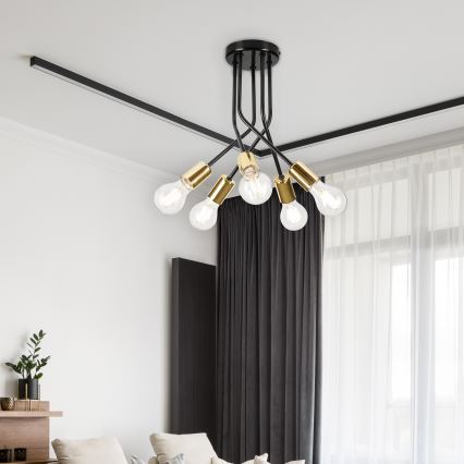 Sietynas ant stulpo PRIYA 5xE27/15W/230V juoda