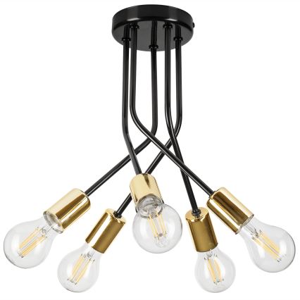 Sietynas ant stulpo PRIYA 5xE27/15W/230V juoda