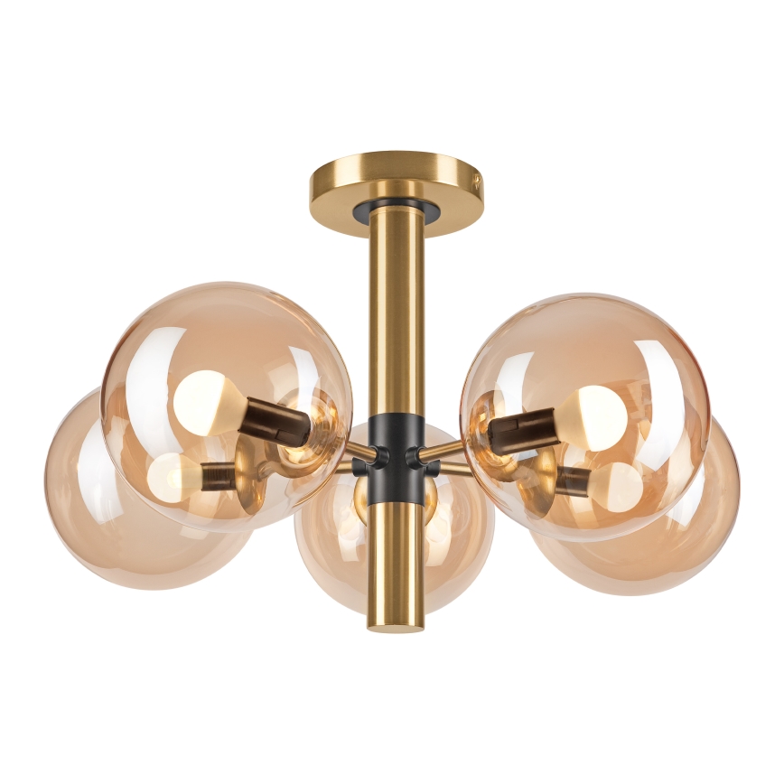 Sietynas ant stulpo ROLLO 5xE14/5W/230V auksas/dūminis smėlio spalva