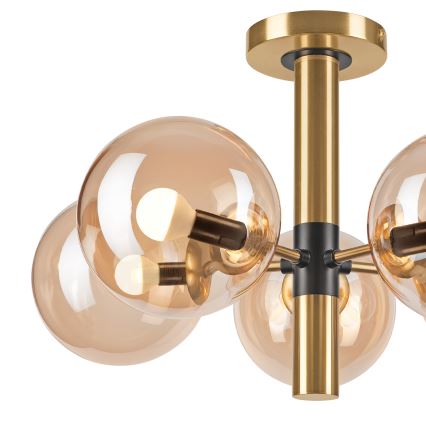 Sietynas ant stulpo ROLLO 5xE14/5W/230V auksas/dūminis smėlio spalva