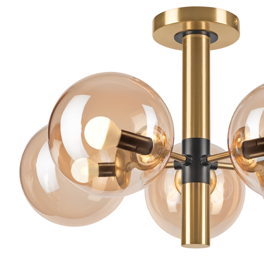 Sietynas ant stulpo ROLLO 5xE14/5W/230V auksas/dūminis smėlio spalva