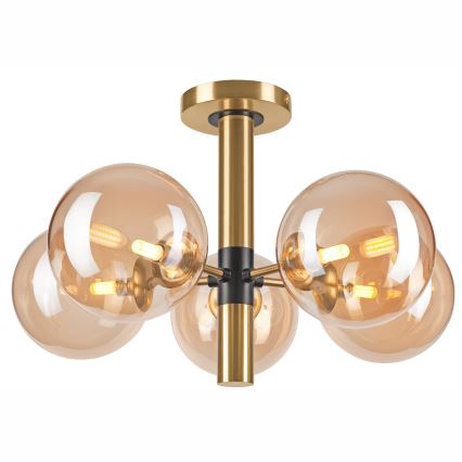 Sietynas ant stulpo ROLLO 5xG9/5W/230V auksas/dūminis smėlio spalva