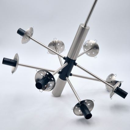 Sietynas ant stulpo ROLLO 8xE14/5W/230V matinis chromas/dūminis