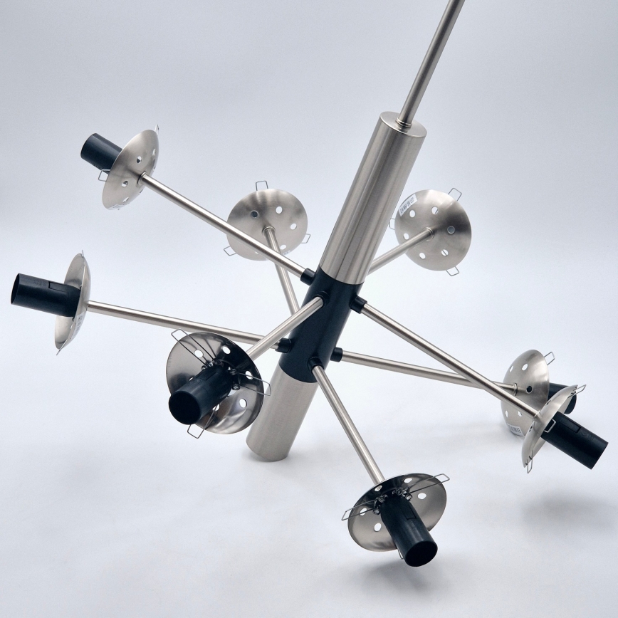 Sietynas ant stulpo ROLLO 8xE14/5W/230V matinis chromas/dūminis