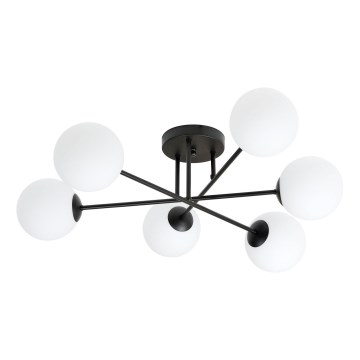 Sietynas ant stulpo ROMA 6xE14/10W/230V juoda/balta