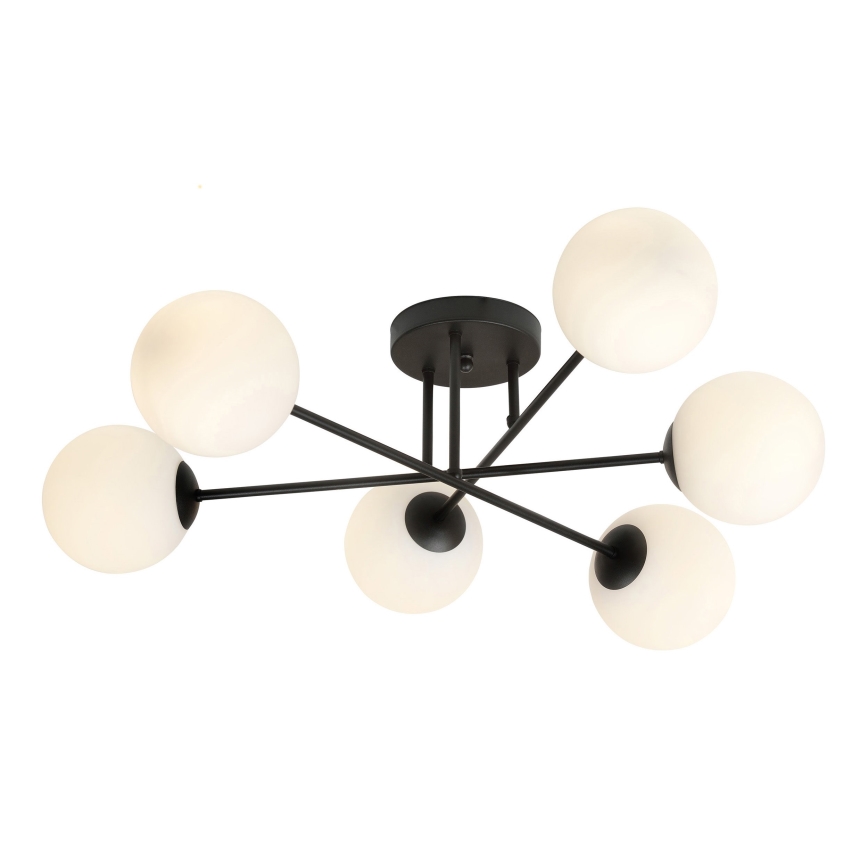 Sietynas ant stulpo ROMA 6xE14/10W/230V juoda/balta