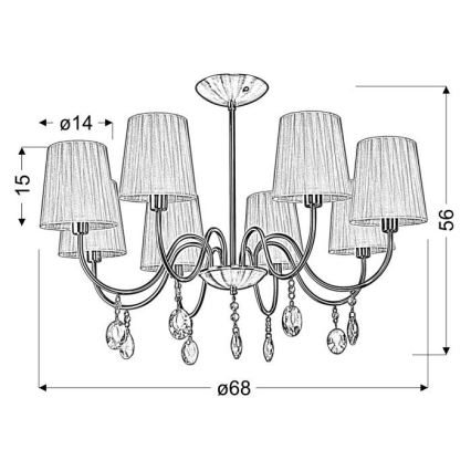 Sietynas ant stulpo SORENTO 8xE14/40W/230V juodas