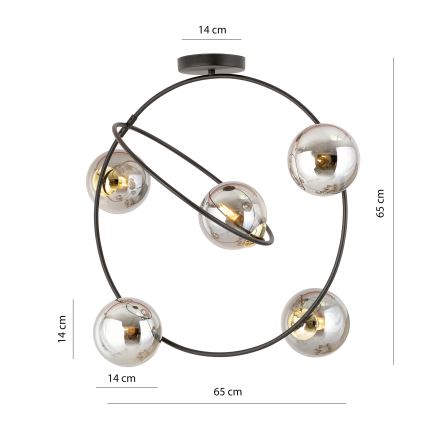 Sietynas ant stulpo STARDOM 5xE14/10W/230V juoda/pilka